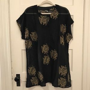 Rima XL Black Gold Fish Beach Coverup